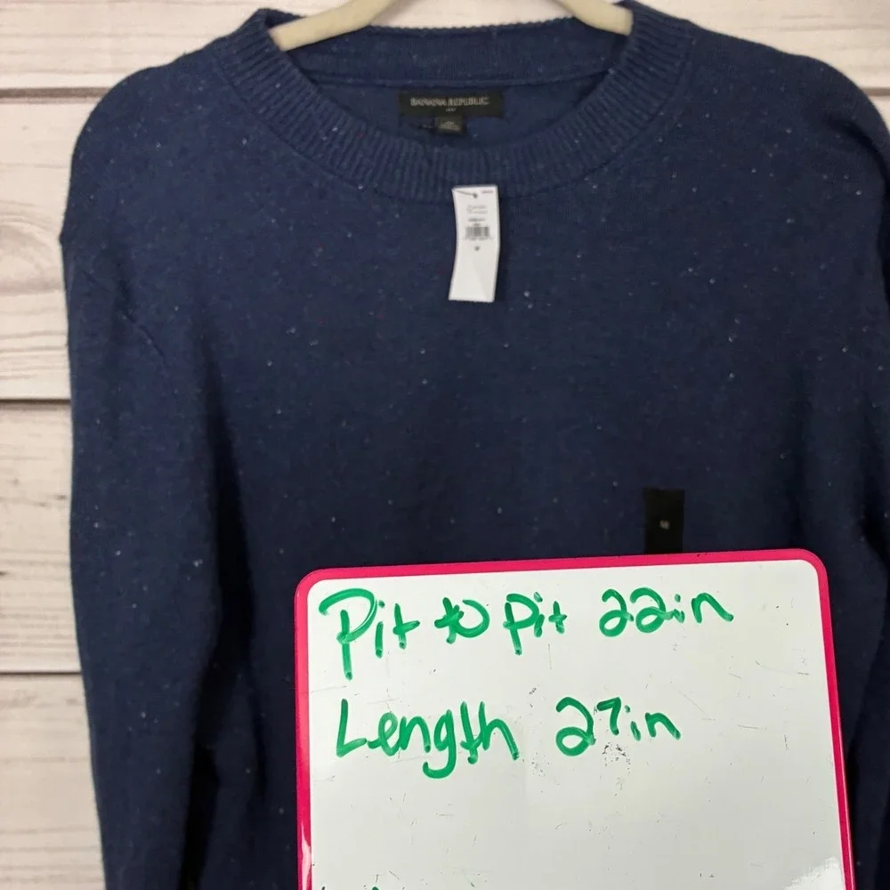 Banana Republic Mens Blue Donegal Confetti Fleck Crewneck Sweater NWT Size M